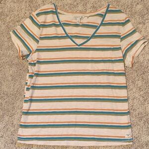 Toad&Co Multicolor Striped V-Neck Tee Size S See Description